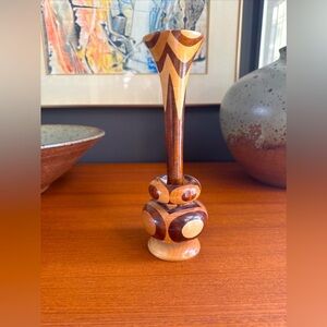 Hand turned wood vase Unique segment vasel Made By Walter L Jones creation 1983